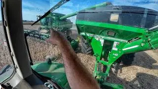 Harvesting 3 fields with our New to us Combine