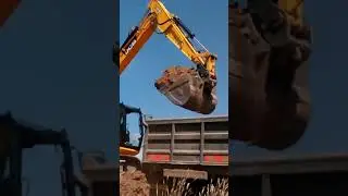 JCB JS130 EXCAVATOR LOADING SOIL
