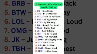 Common Abbreviations Used in Texting #english #vocabulary #grammar