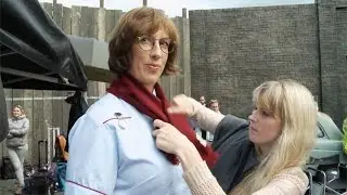 Miranda Hart and Helen George keep busy on-set - Call the Midwife: Series 4 - BBC
