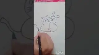 How#to#draw#cute#cat#abd#rabbit#friendship#drawing#shorts#viral#video...