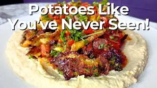 Crispy Smashed Potatoes with Chickpea Dip | Easy Mediterranean Vegetarian Appetizer