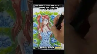 I draw too much digital my traditional art is getting worse #animegirl  #illustration #digitalart
