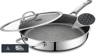 SNOWCLAD Frying Pans Nonstick with Lid Hybrid Non Stick 5 Quart Saute pan PFOA