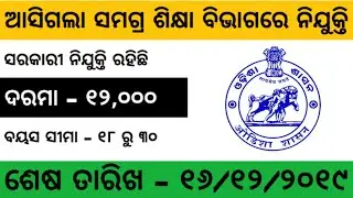 Samagra Shikha Job 2019 | New Odisha Govt Job 2019 | New Odisha Job 2019 | Odisha Job Updates 2019