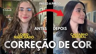 Correção de cor: Do Loiro manchado ao Castanho Natural
