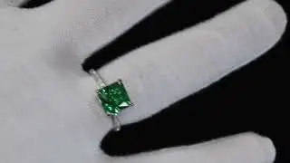 Silver Green Diamond Engagement Ring | green diamond ring, Womens green diamond ring