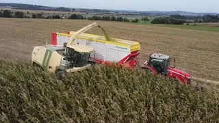 Dron. Sil&aacute;že 2024  Krone BigX 600 eysy collet 6000. Massey ferguson 8740S.  Pottinger jumbo 7540