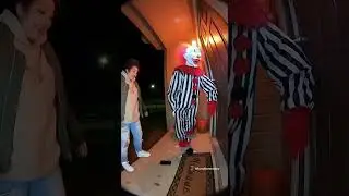Clown Prank Scares Woman at Door! 🤡🎃📱 | Halloween Doorcam LOL Moment #Shorts