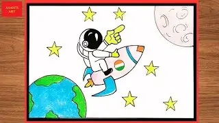 National Moon Day Drawing || Chandra Dinam Poster Drawing || Chandra Dinam Drawing ||