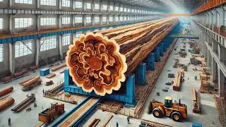 The giant wood factory operates at full capacity, with skillful wood making skills