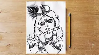 Very easy line art bal Krishna(2nd part)‼️how to draw bal gopal‼️how to draw Krishna‼️kanha ji draw