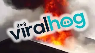 Firefighter falls through burning roof in Fresno CA || ViralHog