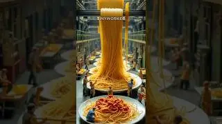 Mini Workers Create a Giant Spaghetti Tower &ndash; Epic Pasta Factory Scene! #shorts #viral #trending
