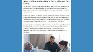 Learn When Its Time to Move a Parent to a Memory Care Facility