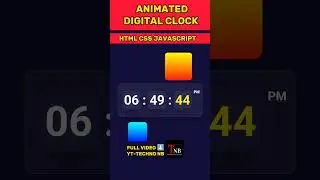 Animated Digital Clock With Html Css And JavaScript #coding#htmlcss#code#shorts#foryou#clock
