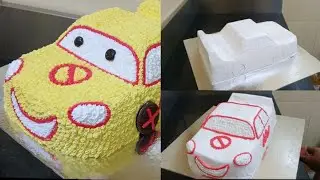 Cut the round sponge and make a design.Yellow red white combination design.cake