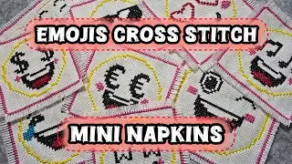 MINI NAPKINS HANDMADE CROSS STITCH EMOJIS