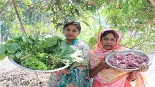 Bangladeshi Mutton Curry Recipe So Yummy 😍 Mutton Recipes Malabar Spinach with Chingri Tasty Food
