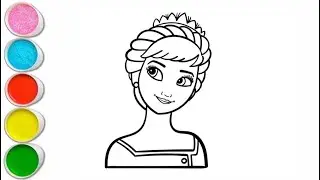 Cute Elsa Anna Frozen Drawing for kids, Painting & Coloring for kids, Toddlers | Let's Draw Together
