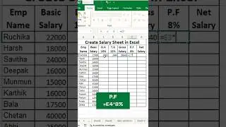 Excel trick to create salary sheet | #excel #ytshorts #shorts