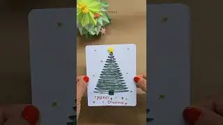 DIY Christmas card idea | thread art #shorts #cards #christmas