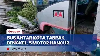 Tragedi di Jalur Mudik Madiun-Ponorogo, Bus Tabrak Bengkel, 5 Motor Hancur dan Beberapa Terluka