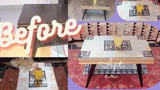 extreme makeover of old coffee table#gold and silver leaf art