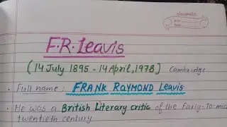 F.R.Leavis | Important Points and Works | Master Cadre English | Ugcnet English literature 