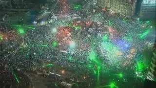 Aerials of night-time Tahrir Square protests: Deadly clashes in Cairo, Egypt