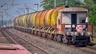 Fully Loaded Petrol carrying Huge BTPN Oil Tanker Train pulling by Powerful WAG-9 Locomotive | IR