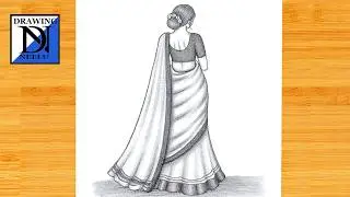 How to draw a Girl wearing saree -Drawing easy | Pencil sketch for beginner | Girl drawing | Sketch