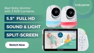 Babysense 5.5&rdquo; 1080p Full HD Split-Screen Baby Monitor with Two RGB Night Light Cameras