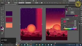 View on sunset in sandy desert Tracing Tutorial | Adobe Illustrator | Visuals by Zeeshan