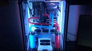 DUAL CUSTOM LOOP Watercooled PC with Primochill VUE Sky Blue SX & Primochill VUE Razor Red SX
