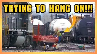 Crew works the yard next to a busy main-line... CSX local SMOKES UP the sky!!! I was filming and....