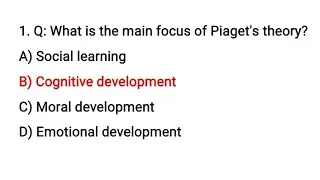 Piaget's Cognitive Development Mcqs|| Hindi/Urdu
