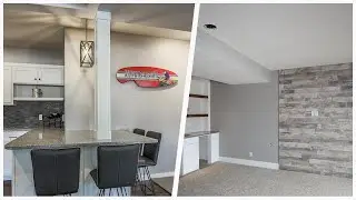 75 Coastal Basement With Gray Walls Design Ideas You'll Love 😊