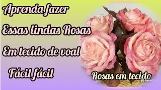 DIY Como fazer Rosas em tecido voil..roses made from voile fabric