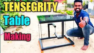 Tensegrity Table making with steel and glass in Malayalam