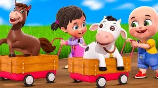 Wheels On the animal cart song | Animal Farm Song| Cow, And Baby Ducks | Nursery Rhymes & Kids Songs