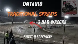 Out of Control Wingless Sprint Car Crash at Buxton Speedway 