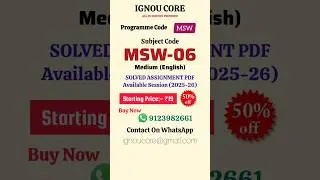 MSW 06 Solved Assignment PDF 2025-26 in English, MSW program MSW-06 Solved assignments