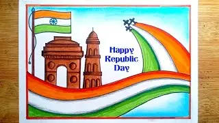 Beautiful Republic Day Drawing/Happy Republic Day Drawing/How To Draw Republic Day Poster Drawing