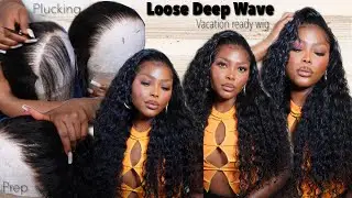 Vacation Ready Loose Wave Wig! DETAILED Plucking + Install Tutorial For Beginners Ft. Wiggins Hair