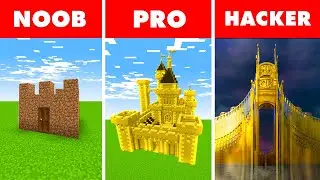 Minecraft NOOB vs. PRO vs. HACKER : GOLDEN CASTLE BUILD CHALLENGE in Minecraft!