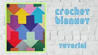 Geometric arrow crochet blanket using easy simple granny square pattern