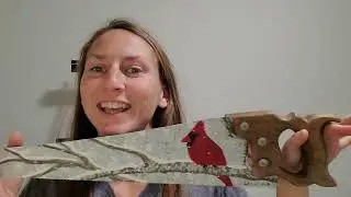 Cardinal Painting 🖌 Painting On A Saw 🪚