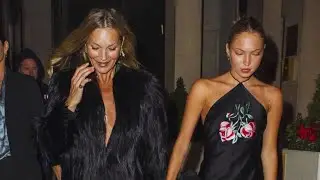 Kate Moss Stuns in Matching Black with Daughter Lila Moss for Glamorous 51st Birthday Celebration