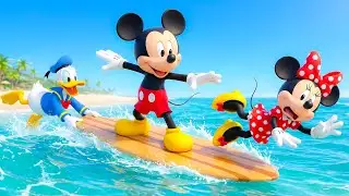 Mickey vs The Waves 🌊⚡|  One Board, Three Legends | Mickey Mouse Funny Animation
